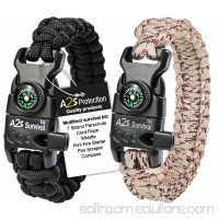 A2S Protection Paracord Bracelet K2-Peak - Survival Gear Kit with Embedded Compass, Fire Starter, Emergency Knife & Whistle Black / Red Adjustable size   